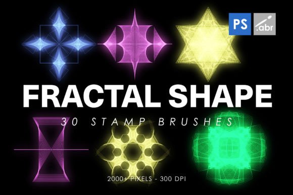 30 Fractal Shape Stamp Brushes: Elevating Digital Design with High-Resolution Precision