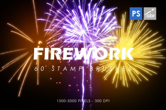 60 Firework Stamp Brushes: High-Res Digital Assets
