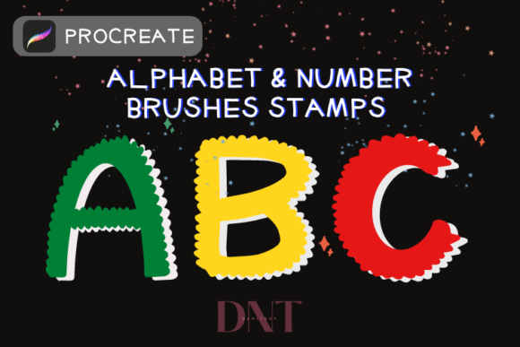 Alphabet Number Brushes Stamps for Procreate