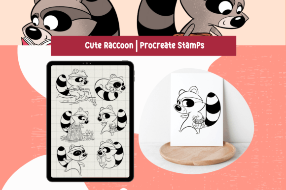 Cute Raccoon Stamps for Procreate