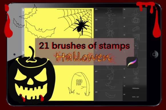 Mastering Spooky Designs with 21 Stamp Brushes Procreate Halloween